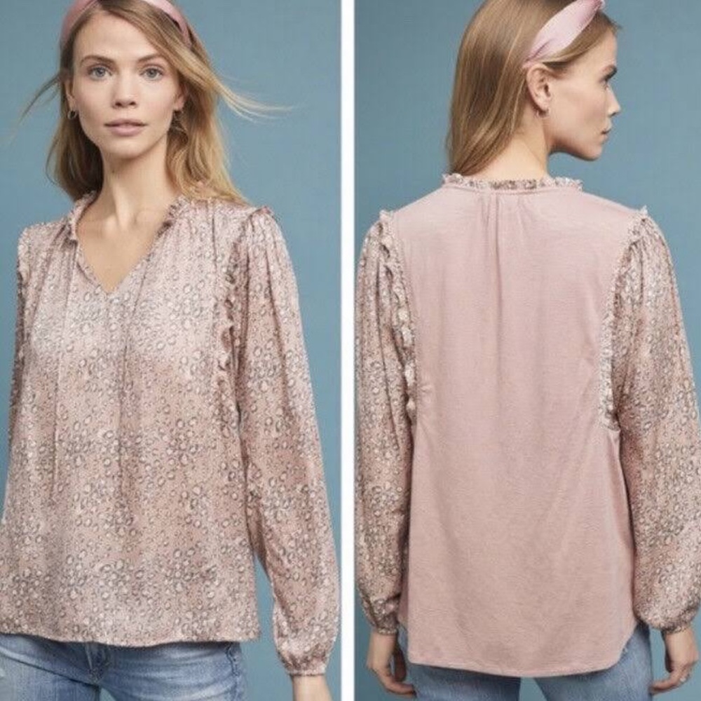 Anthropologie | Dolan Miramar leopard blouse Sz S